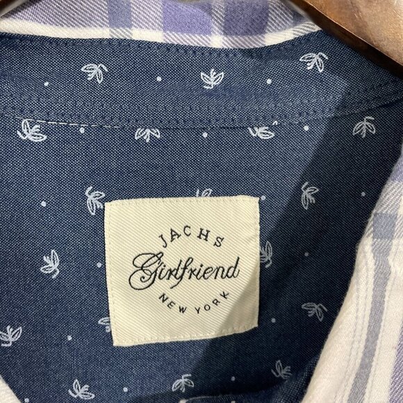 NEW Jachs Girlfriend Womens XL Blue & White Plaid Button-Up Flannel Shirt - Picture 5 of 9